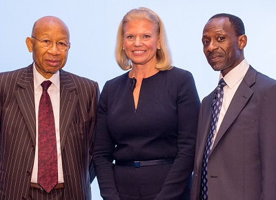 L- R - Dr. Pascal G. Dozie, Chairman, MTN Nigeria Limited; Ginni Rometty, IBM Chairman, President and CEO and IBM West Africa Country General Manager, Taiwo Otiti.*